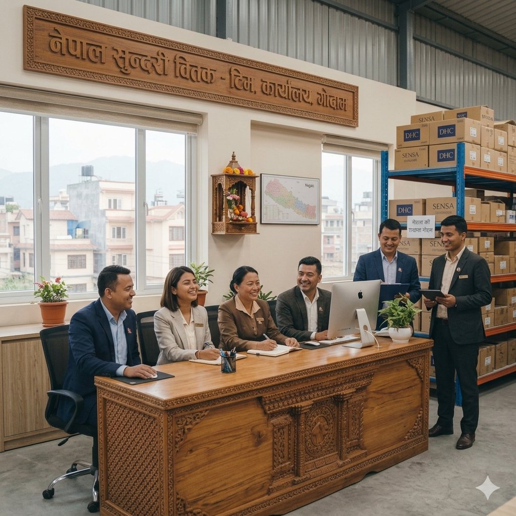 Team, office, and warehouse